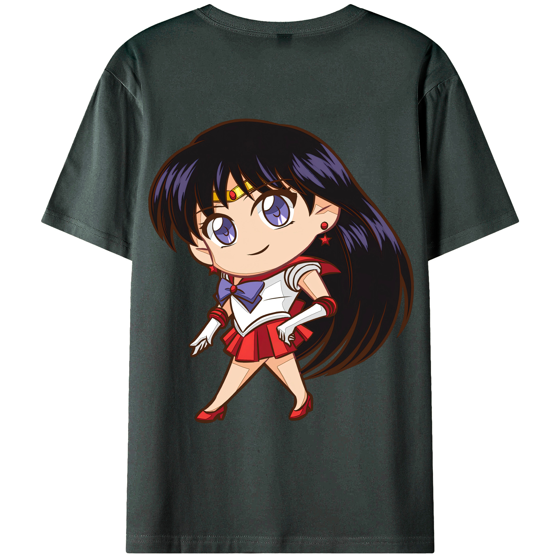 （画像用） 美少女戦士セーラームーン 火野レイ ひの レイ Sailor Moon Hino Rei （セーラーマーズ,Sailor Mars） 綿100％ メンズ半袖Tシャツ（バックプリント） 通気性